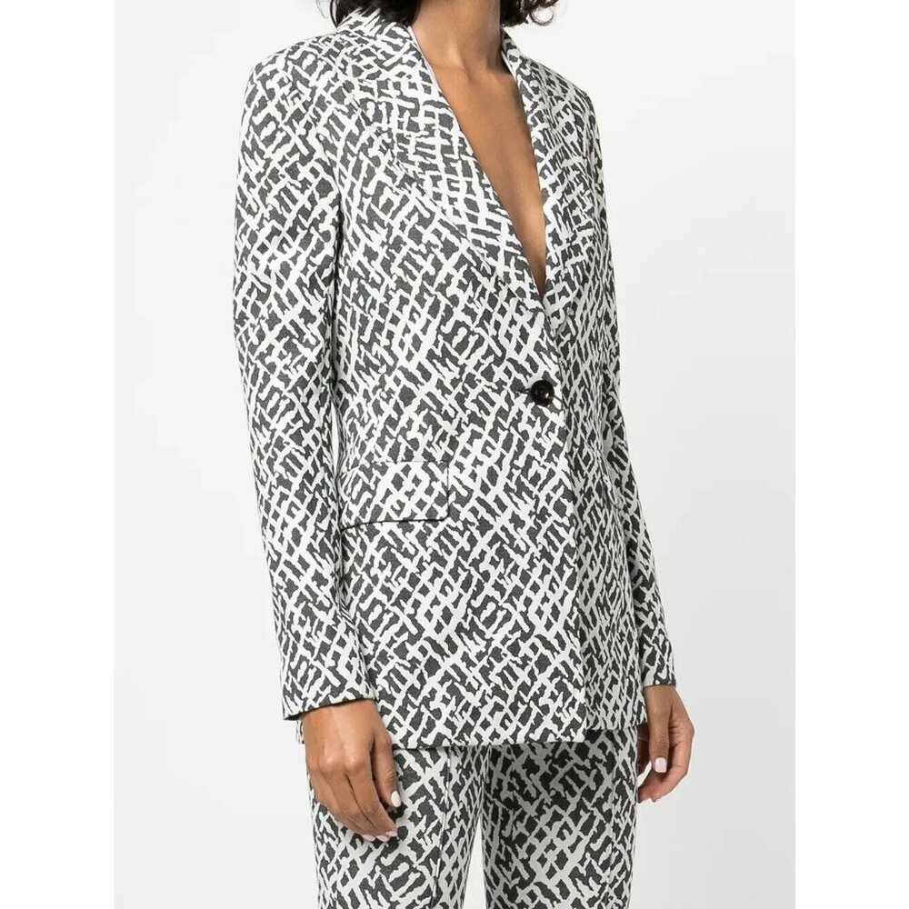 Rosetta Getty Black White Geometric Single Breasted Blazer Size M NWT $1475